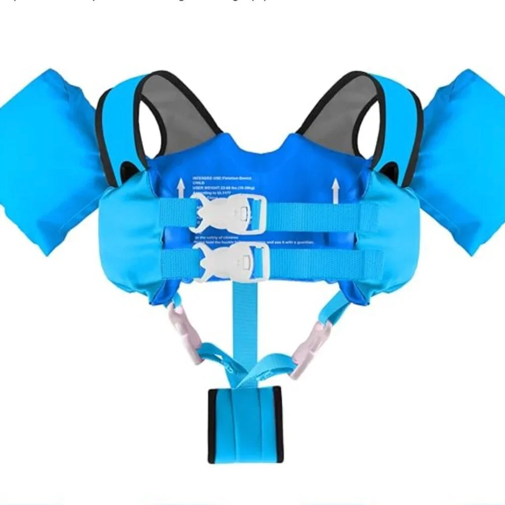 🦈 Chriffer Blue Shark Kids Swim Vest Life Jacket 30-55 lbs Toddler Floaties - Picture 2 of 7